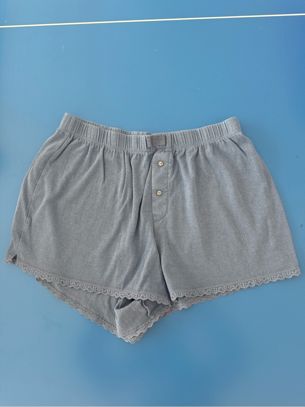 Victoria's Secret Blue Lace-Trim Knit Lounge Shorts. Size M. Excellent Condition
